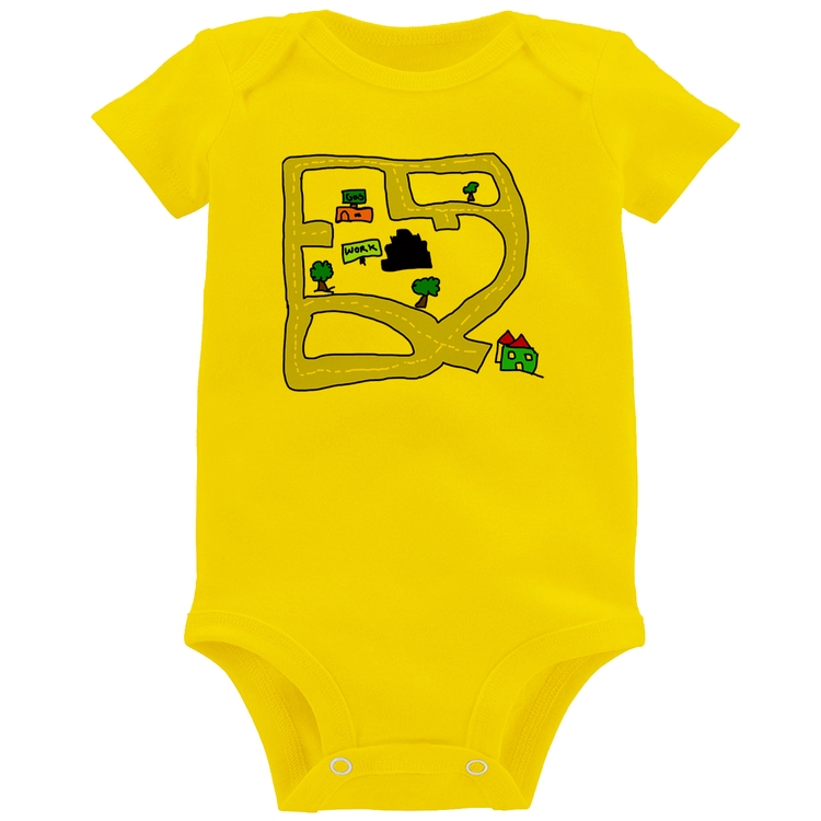 Body Bebê Kids Road - Amarelo