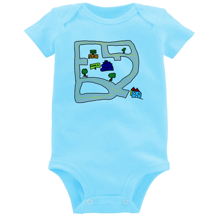 Body Bebê Kids Road - Azul Bebê