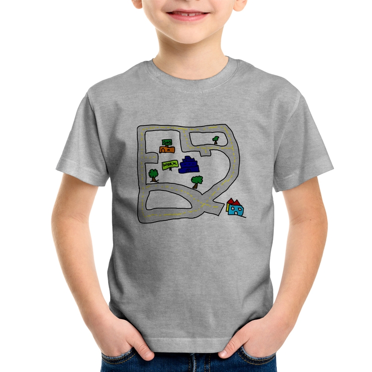 Camiseta Infantil Kids Road - Cinza