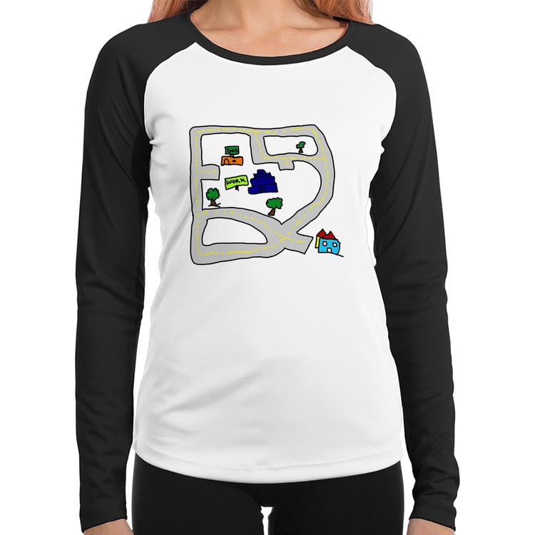 Baby Look Raglan Kids Road Manga Longa
