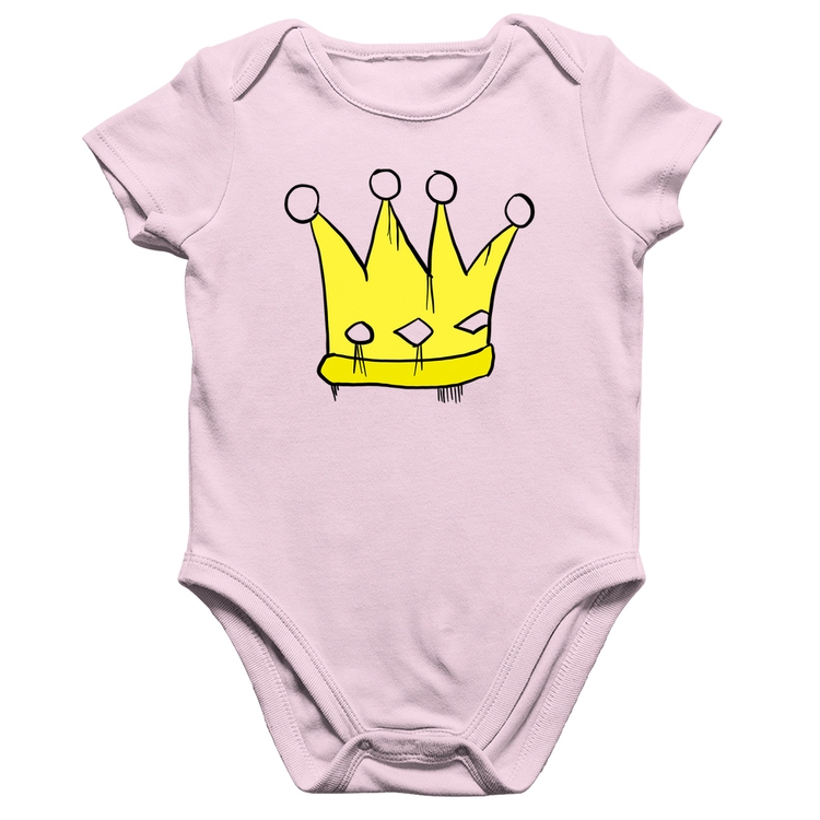 Body Bebê Algodão King and Queen Crown - Rosa Bebê