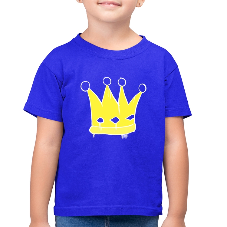 Camiseta Algodão Infantil King and Queen Crown - Azul Royal