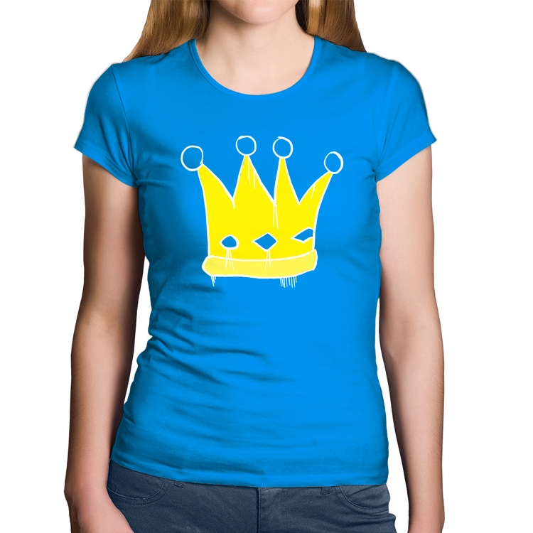 Baby Look Algodão King and Queen Crown - Azul