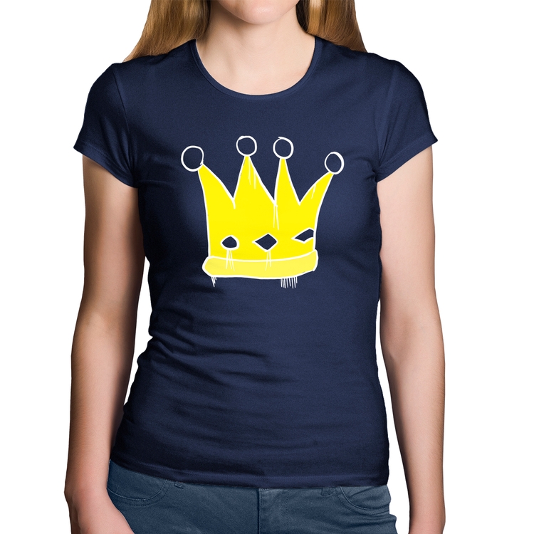 Baby Look Algodão King and Queen Crown - Marinho