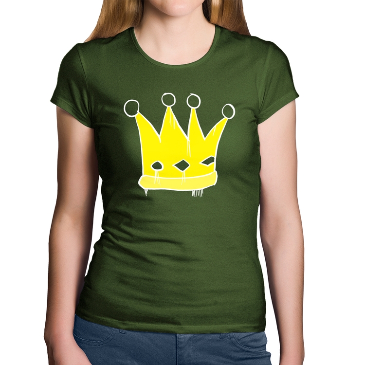 Baby Look Algodão King and Queen Crown - Musgo