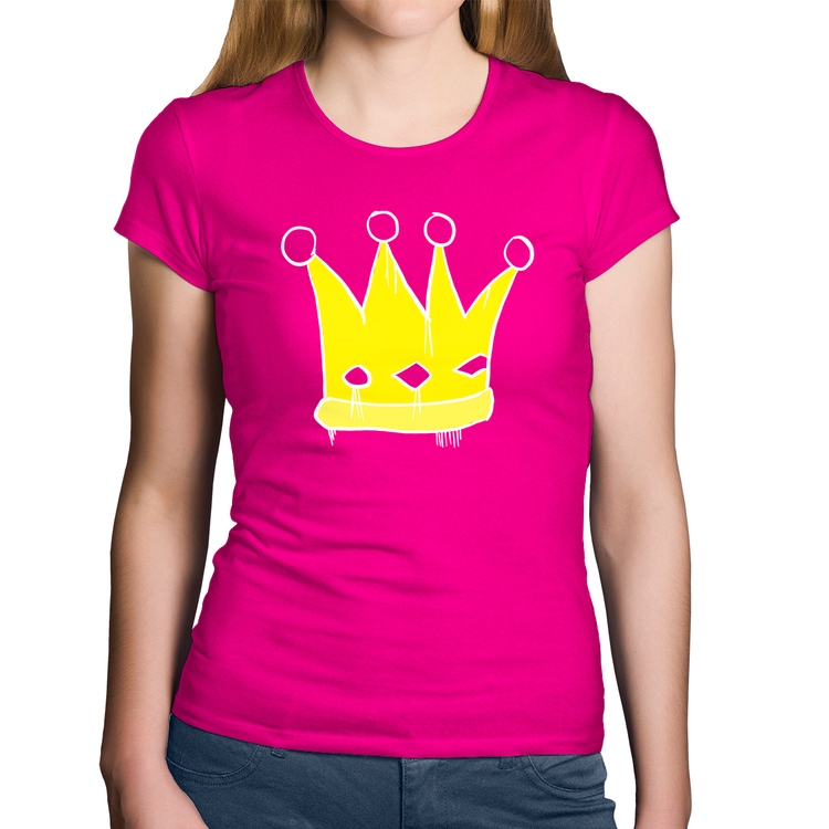 Baby Look Algodão King and Queen Crown - Rosa