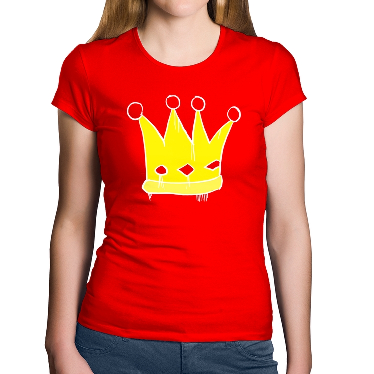 Baby Look Algodão King and Queen Crown - Vermelha