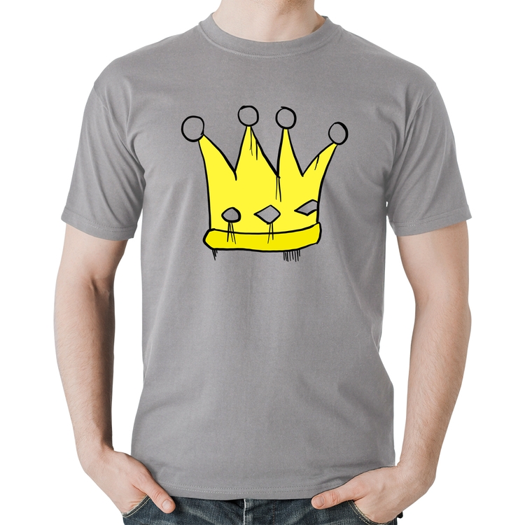 Camiseta Algodão King and Queen Crown - Cinza