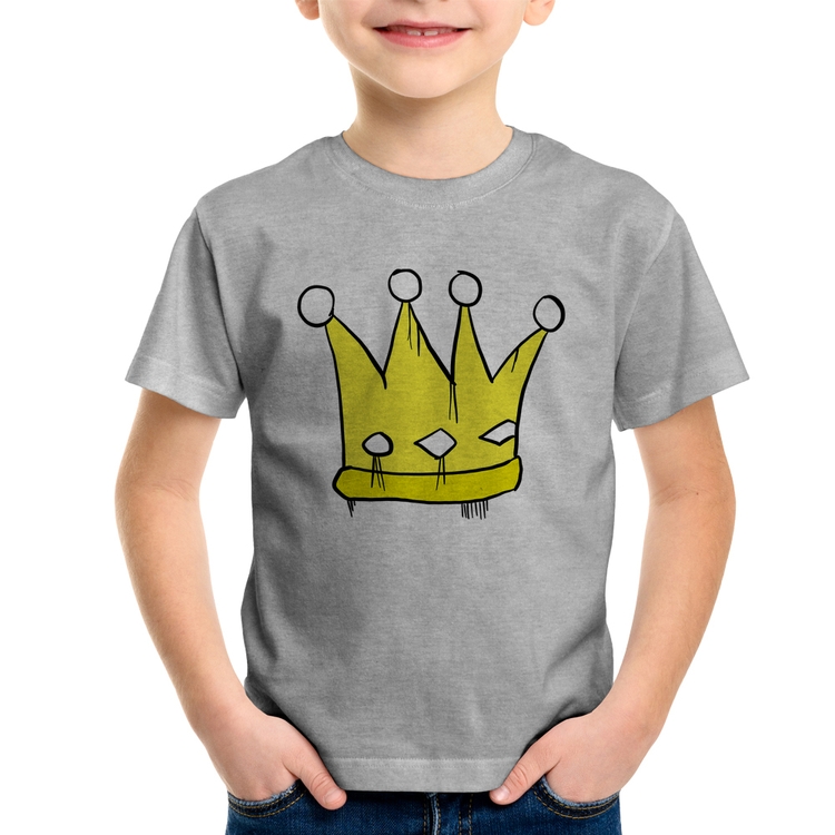 Camiseta Infantil King and Queen Crown - Cinza