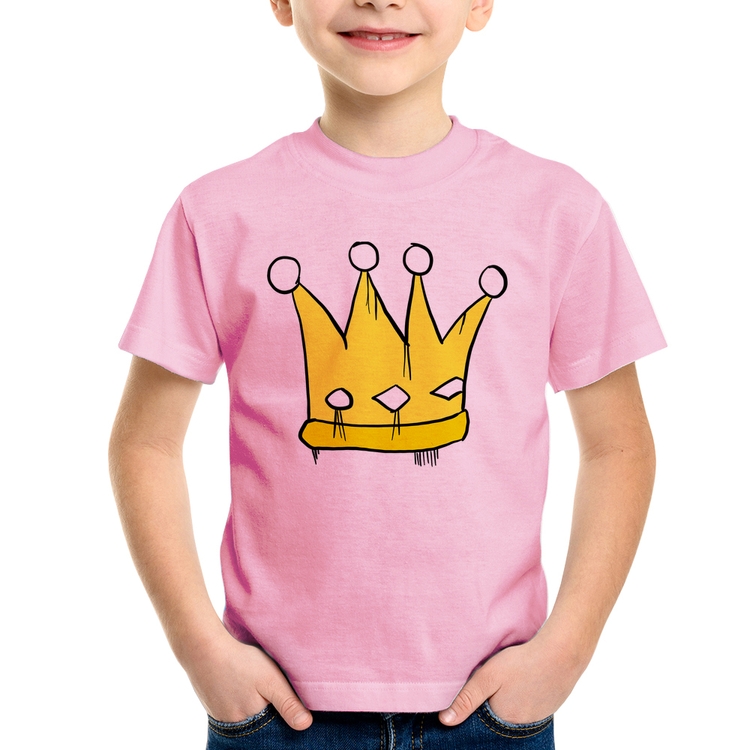 Camiseta Infantil King and Queen Crown - Rosa Bebê