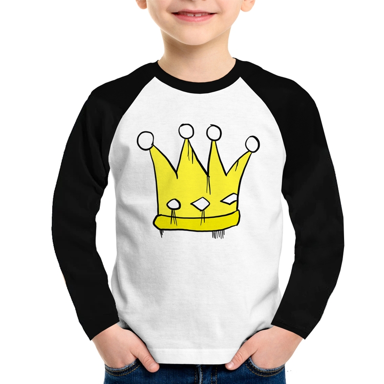 Camiseta Raglan Infantil King and Queen Crown Manga Longa