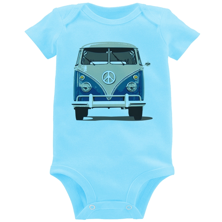 Body Bebê Kombi Vintage - Azul Bebê