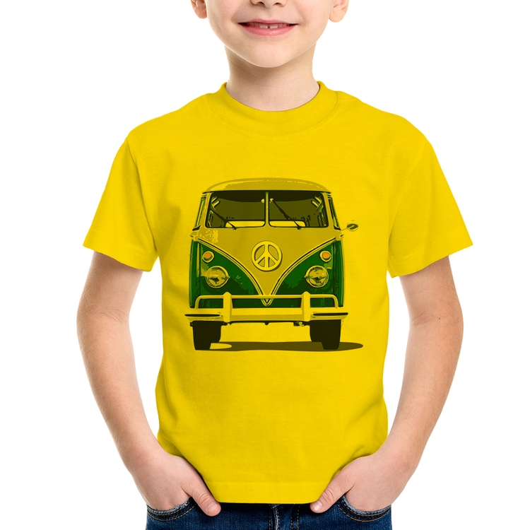 Camiseta Infantil Kombi Vintage - Amarela