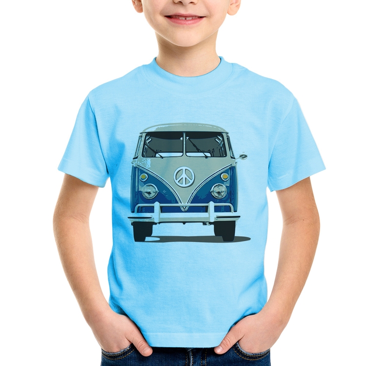 Camiseta Infantil Kombi Vintage - Azul Bebê