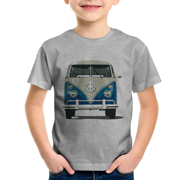 Camiseta Infantil Kombi Vintage - Cinza