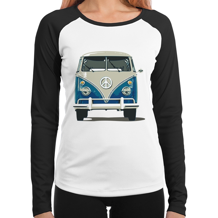 Baby Look Raglan Kombi Vintage Manga Longa