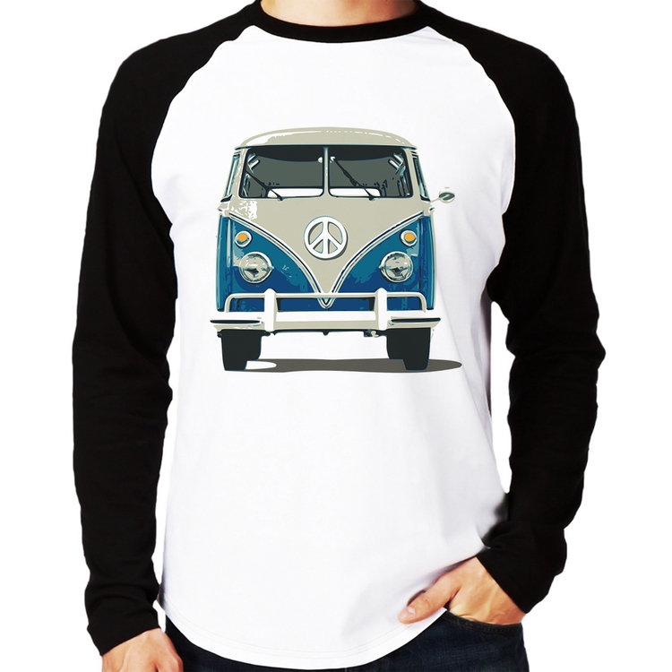 Camiseta Raglan Kombi Vintage Manga Longa