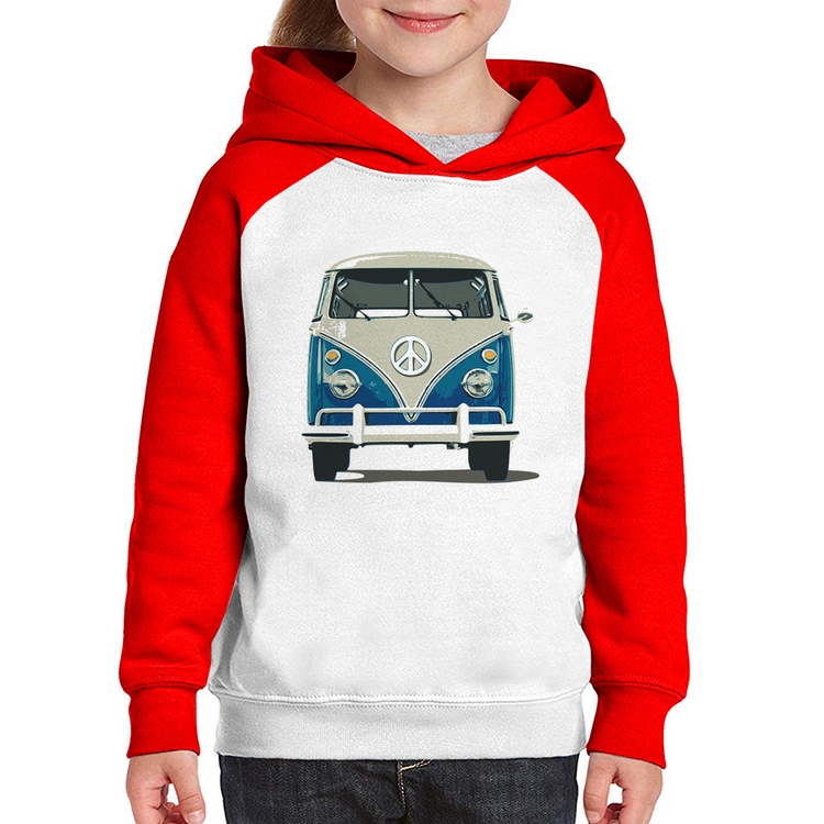 Moletom Infantil Kombi Vintage - Branco/Vermelho