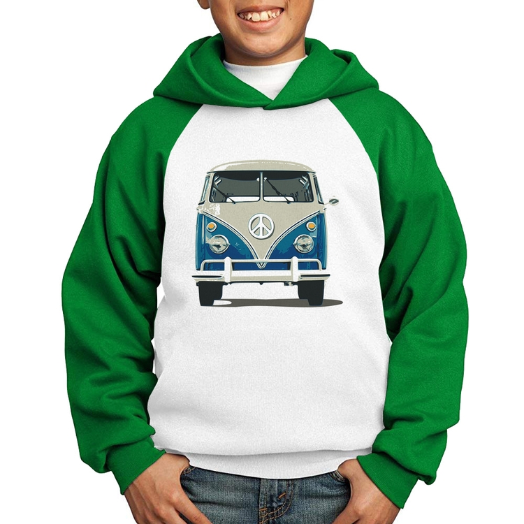 Moletom Infantil Kombi Vintage - Branco/Verde
