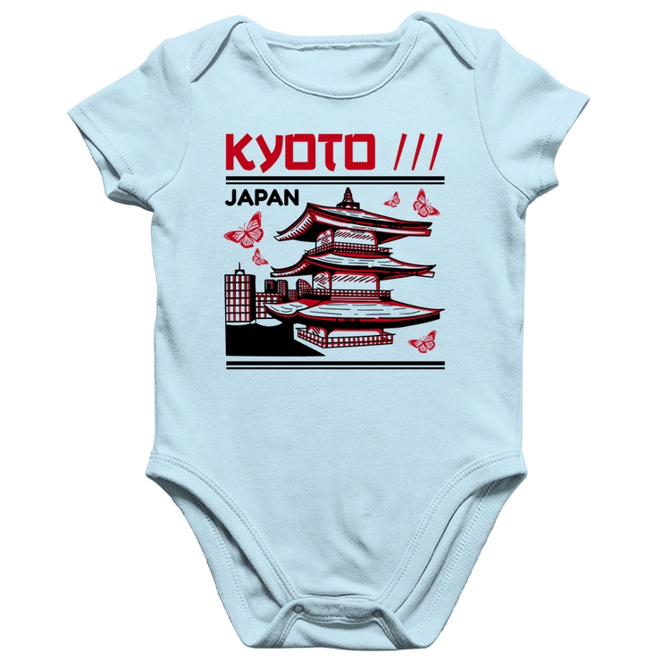 Body Bebê Algodão Kyoto Japan - Azul Bebê