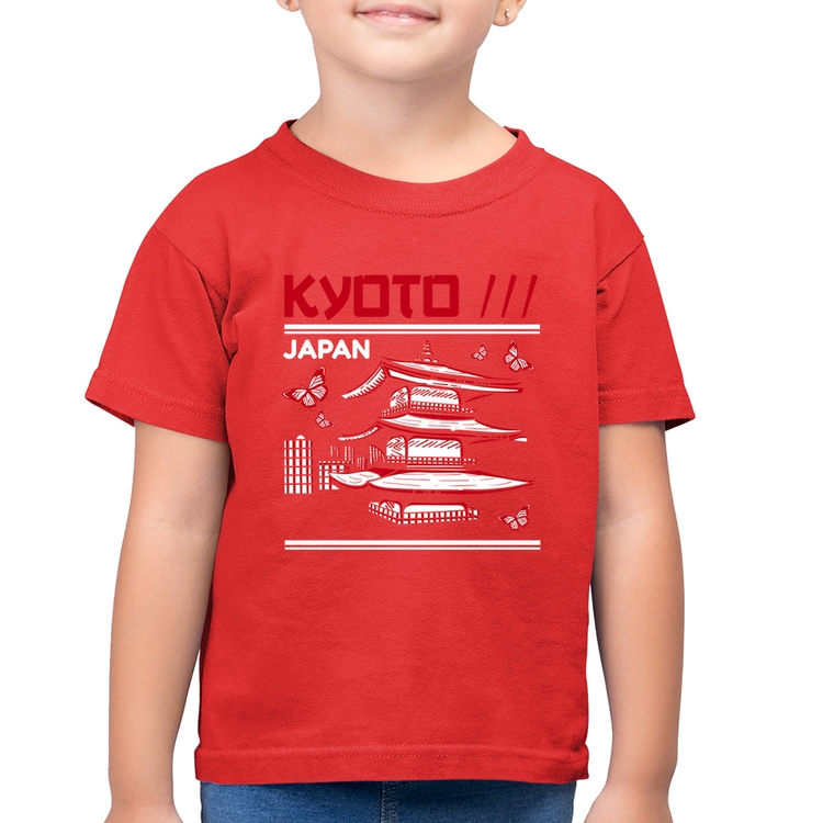 Camiseta Algodão Infantil Kyoto Japan - Vermelha