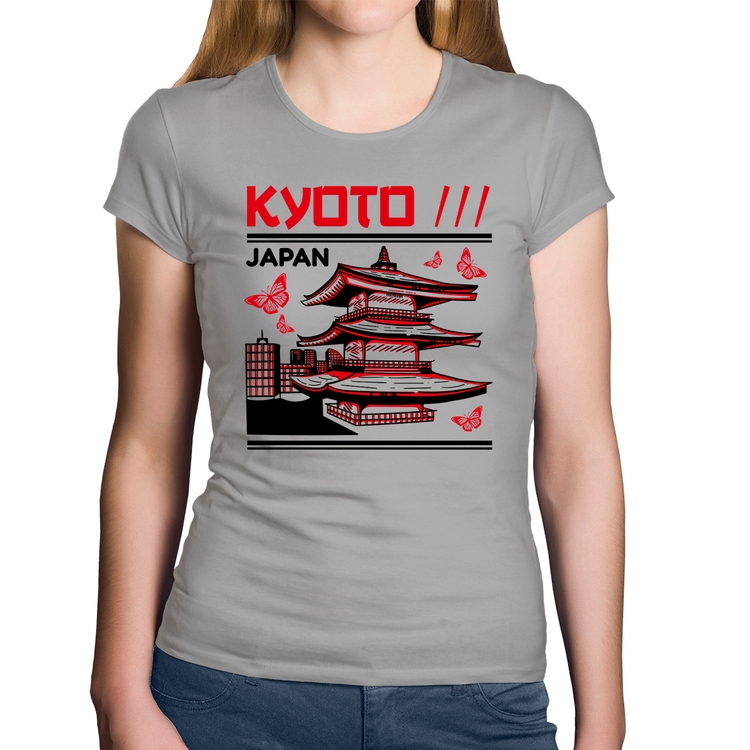 Baby Look Algodão Kyoto Japan - Cinza