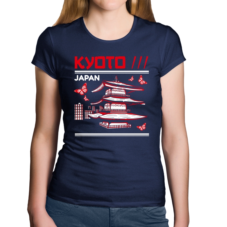 Baby Look Algodão Kyoto Japan - Marinho