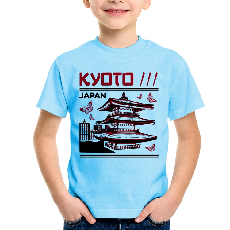 Camiseta Infantil Kyoto Japan - Azul Bebê