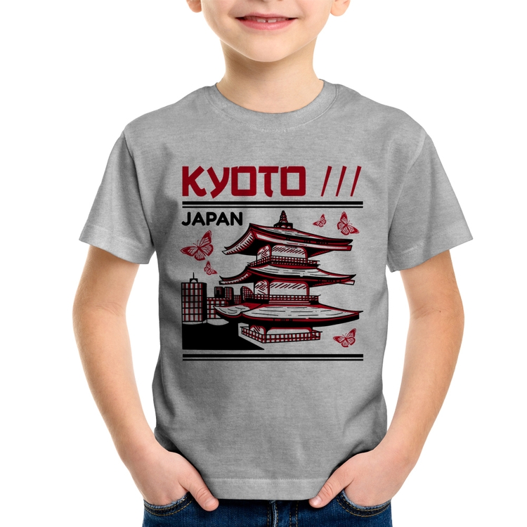 Camiseta Infantil Kyoto Japan - Cinza