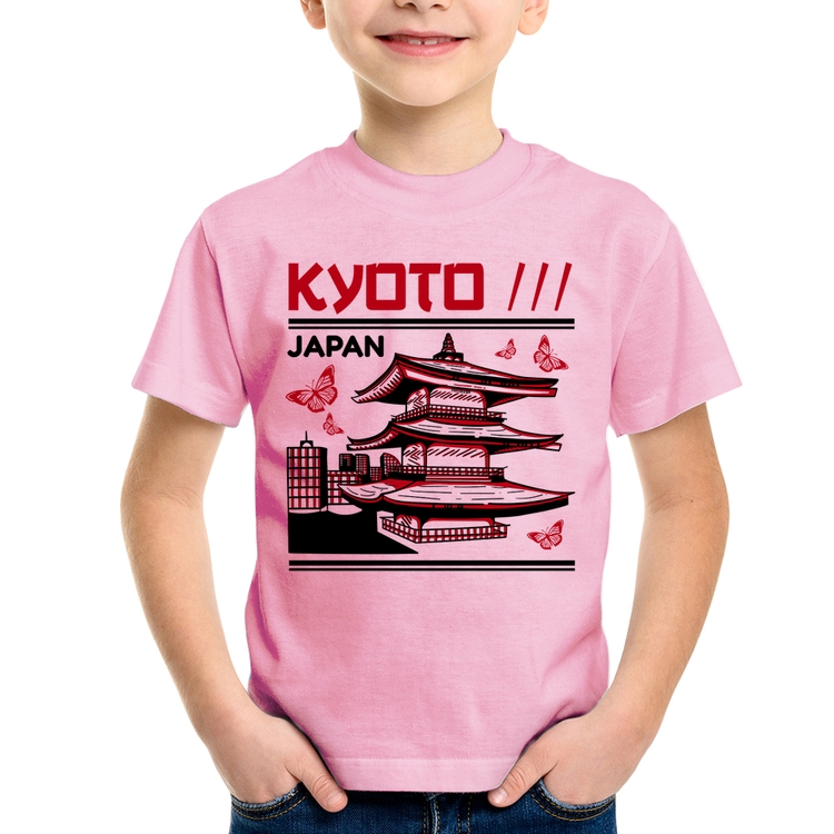 Camiseta Infantil Kyoto Japan - Rosa Bebê