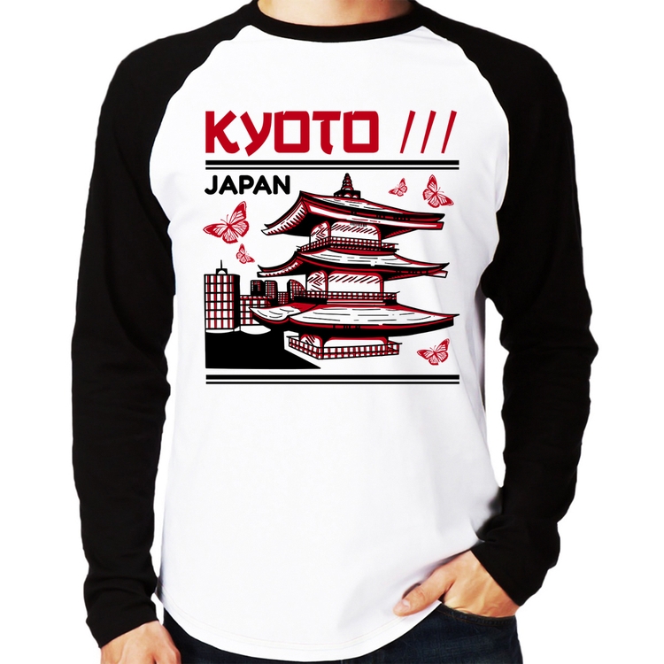 Camiseta Raglan Kyoto Japan Manga Longa