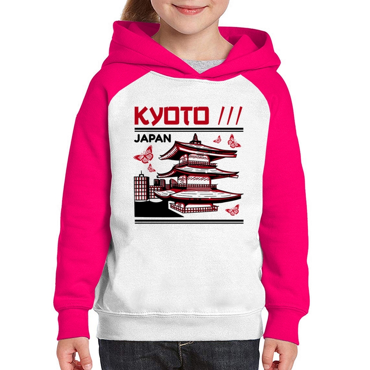Moletom Infantil Kyoto Japan - Branco/Rosa