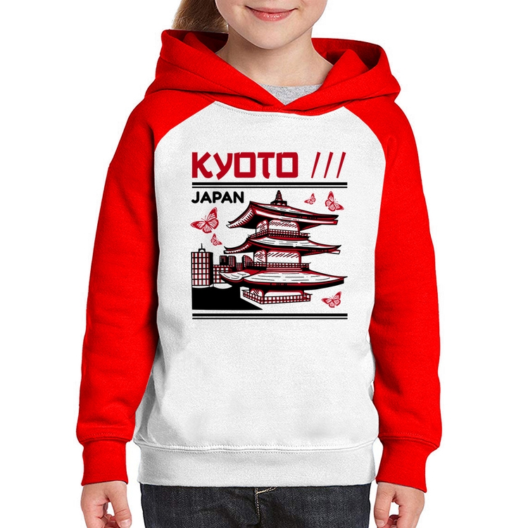Moletom Infantil Kyoto Japan - Branco/Vermelho