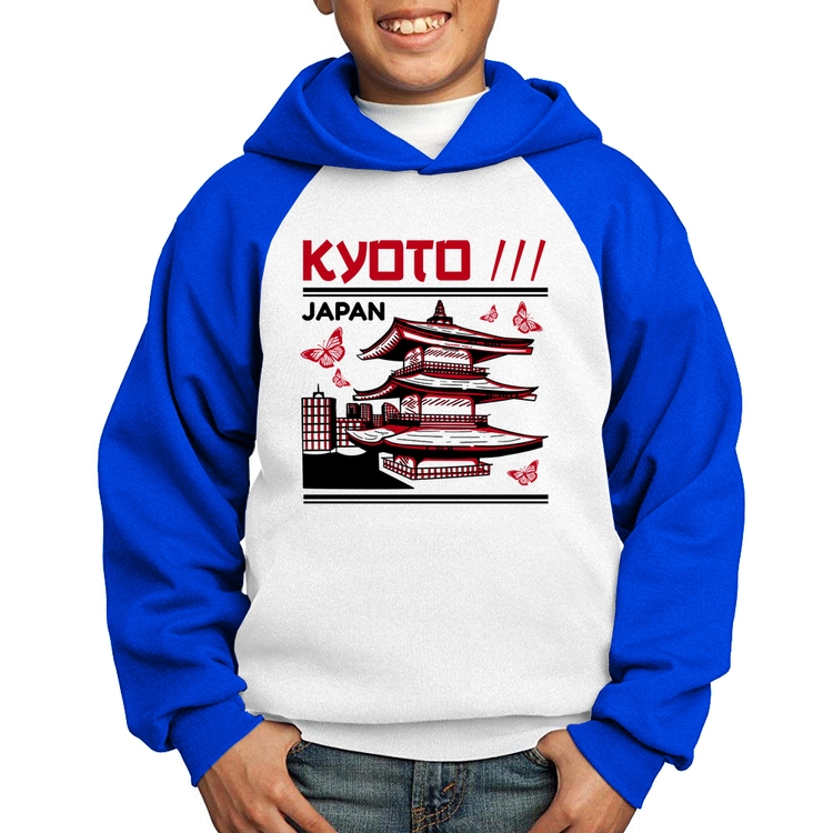 Moletom Infantil Kyoto Japan - Branco/Azul