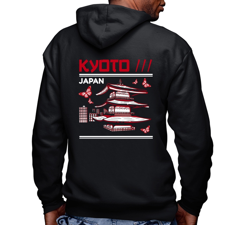 Blusa Moletom Kyoto Japan Masculina com Capuz e Zíper