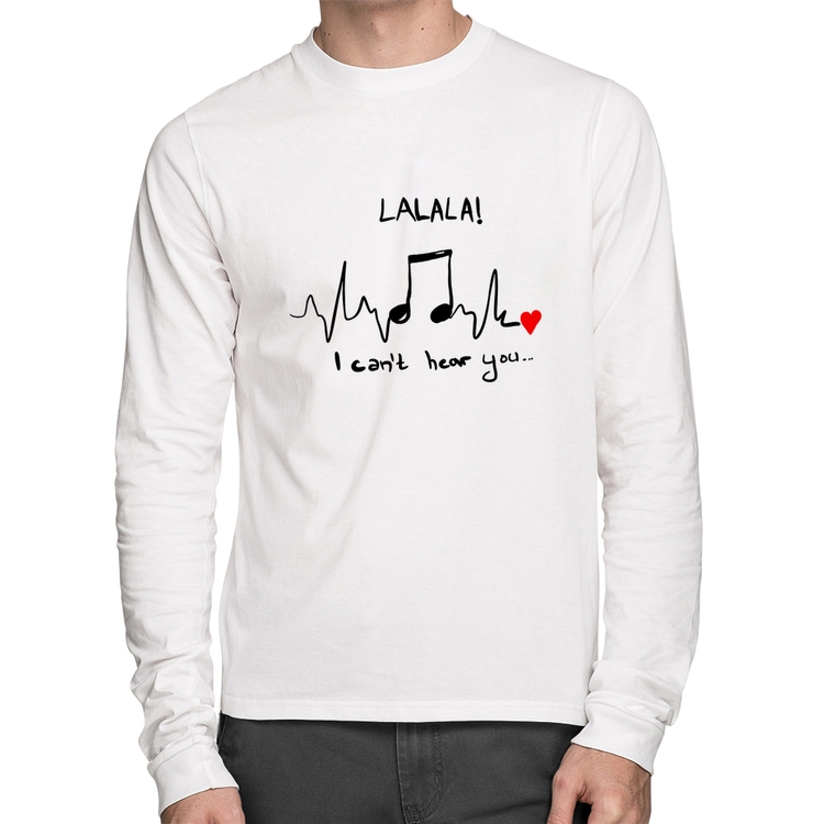 Camiseta Algodão La La Lá Manga Longa - Branca