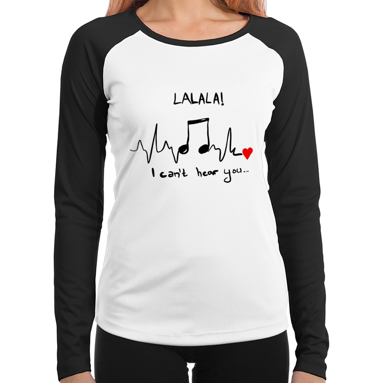 Baby Look Raglan La La Lá Manga Longa