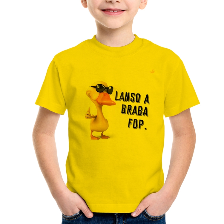 Camiseta Infantil Lanso a braba fdp - Amarela