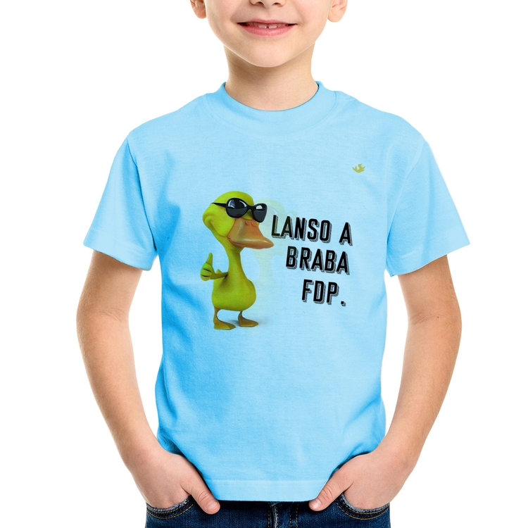 Camiseta Infantil Lanso a braba fdp - Azul Bebê