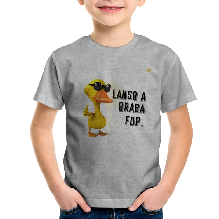 Camiseta Infantil Lanso a braba fdp - Cinza