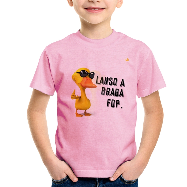 Camiseta Infantil Lanso a braba fdp - Rosa Bebê
