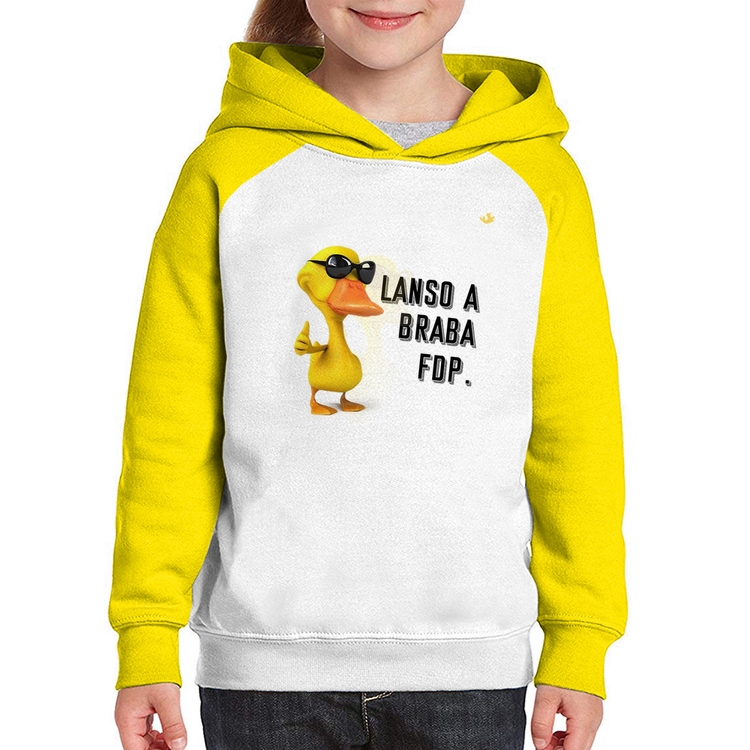 Moletom Infantil Lanso a braba fdp - Branco/Amarelo