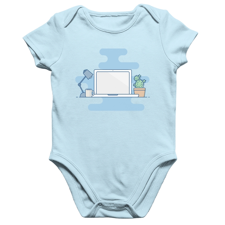 Body Bebê Algodão Laptop - Azul Bebê