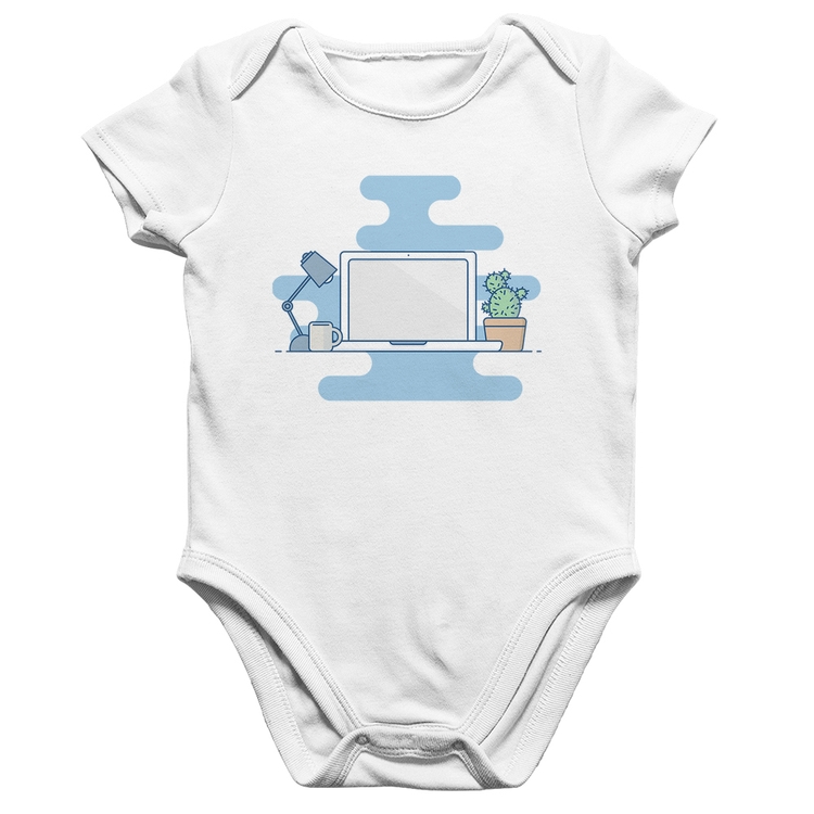 Body Bebê Algodão Laptop - Branco