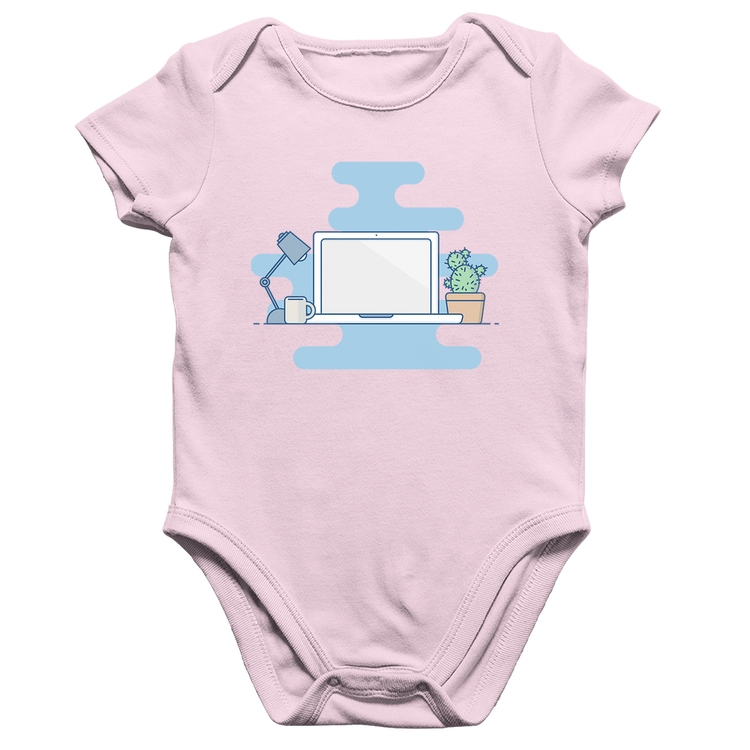Body Bebê Algodão Laptop - Rosa Bebê
