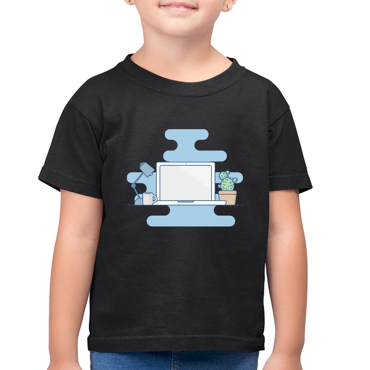 Camiseta Algodão Infantil Laptop