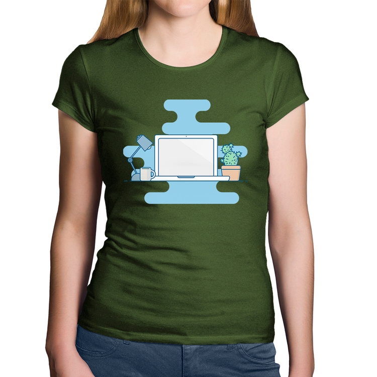 Baby Look Algodão Laptop - Musgo