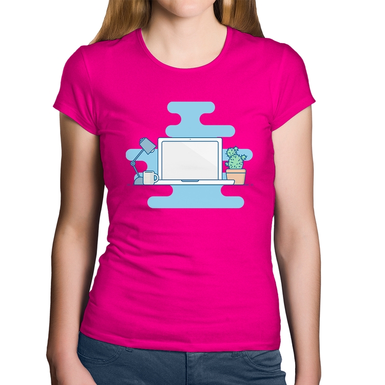 Baby Look Algodão Laptop - Rosa