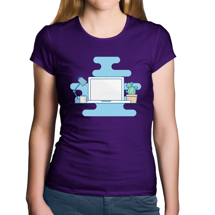 Baby Look Algodão Laptop - Roxa