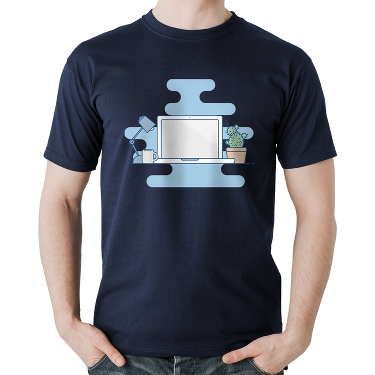 Camiseta Algodão Laptop - Marinho